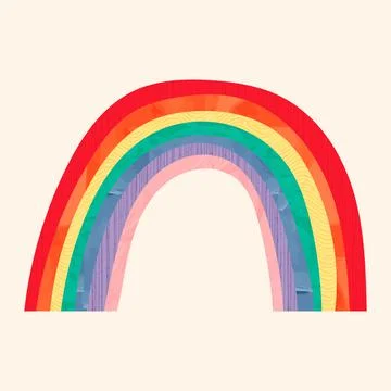 Rainbow paper collage aesthetic vector illustration. Positive arc pattern Stock Illustration
