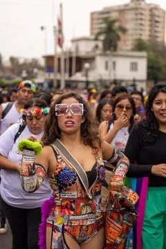 Rainbow Parade in Lima Stock Photos