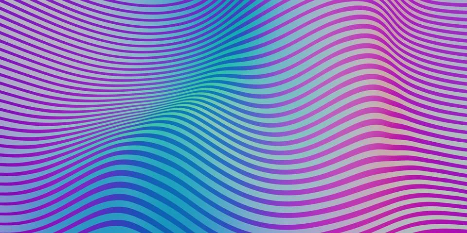 Rainbow parallel lines Distorted shape curve Rainbow colored plastic tube te Stock Illustration