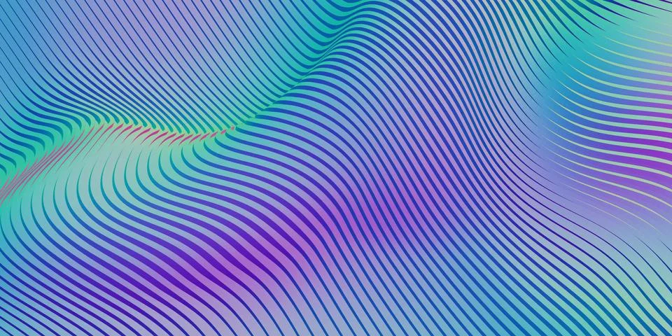 Rainbow parallel lines Distorted shape curve Rainbow colored plastic tube te Stock Illustration