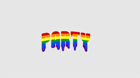 Rainbow Party Text Sticker for Pride Month Stock Footage 306594826