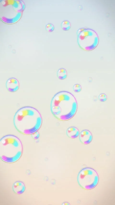 Rainbow pastel bubbles on light background. 2d animation Stock Footage 342728495