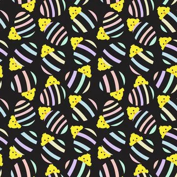Rainbow Pastel Easter Egg Seamless Pattern Background 스톡 일러스트
