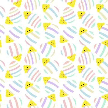 Rainbow Pastel Easter Egg Seamless Pattern Background Stock Illustration