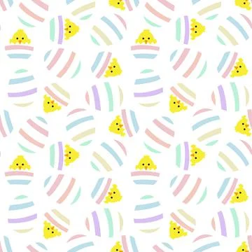 Rainbow Pastel Easter Egg Seamless Pattern Background Stock Illustration