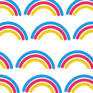 Rainbow pattern blue yellow pink walk play Stock Illustration