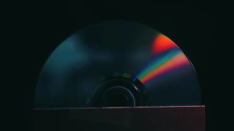Rainbow pattern on CD disk close up Stock Footage 337183070