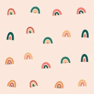 Rainbow pattern, simple scandinavian seamless background, contemporary abstract Stock Illustration