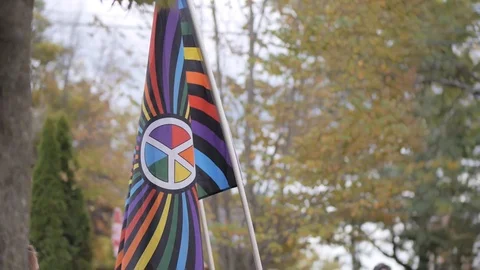 Rainbow Peace Flag drums Stock Footage 109192796