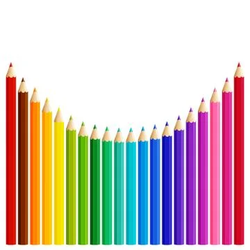 Rainbow pencils on white background Stock-Illustration