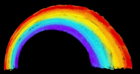 Rainbow perspective drawing animated element on black background Stock Footage 331440056