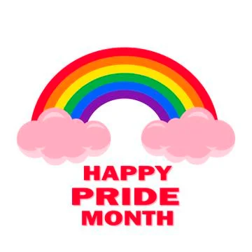 Rainbow with pink clouds isolated Stock Illustration