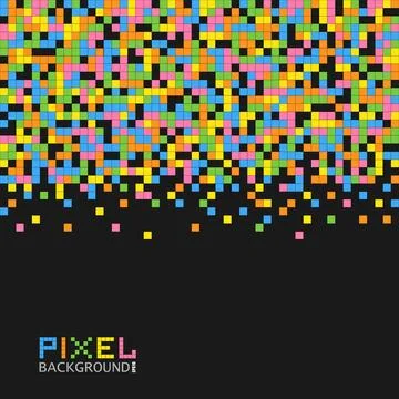 Rainbow pixel on a black background. Colored mash squares Digitale geometric Stock Illustration