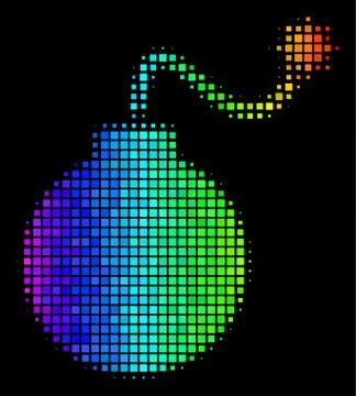 Rainbow Pixel Bomb Icon Illustrazione stock