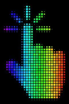 Rainbow Pixel Click Icon Stock Illustration