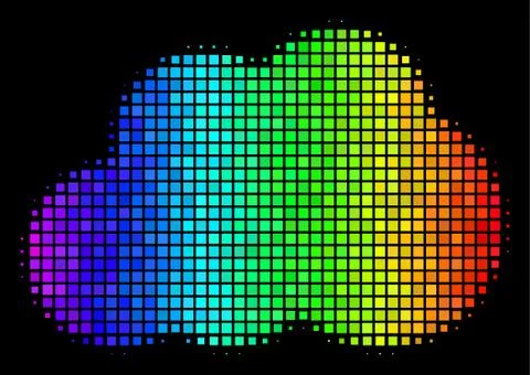 Rainbow Pixel Cloud Icon 스톡 일러스트