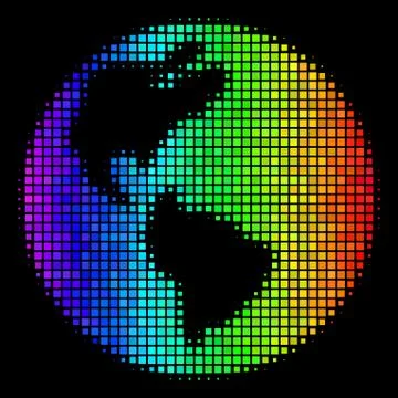 Rainbow Pixel Earth Icon Stock Illustration