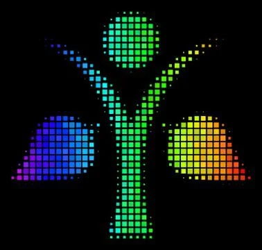 Rainbow Pixel Ecology Man Icon Stock Illustration