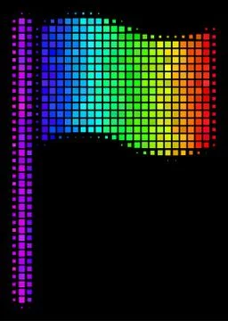 Rainbow Pixel Waving Flag Icon Stock Illustration