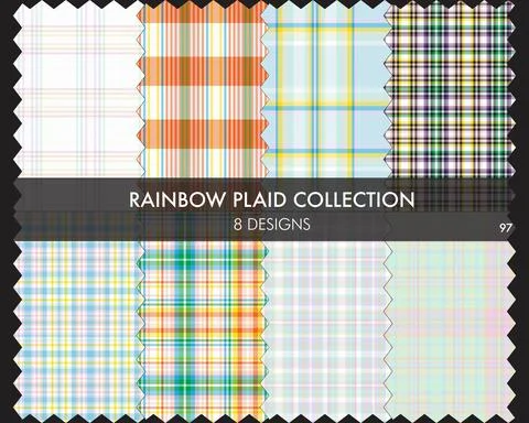 Rainbow Plaid Seamless Pattern Collection Stock Illustration