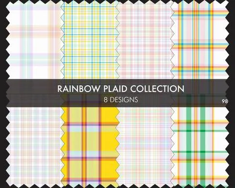 Rainbow Plaid Seamless Pattern Collection Stock Illustration