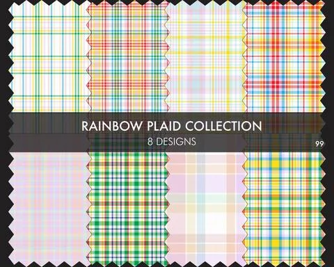Rainbow Plaid Seamless Pattern Collection Stock Illustration