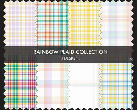 Rainbow Plaid Seamless Pattern Collection 스톡 일러스트