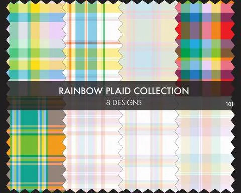Rainbow Plaid Seamless Pattern Collection 스톡 일러스트
