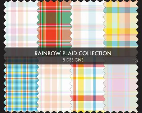 Rainbow Plaid Seamless Pattern Collection Stock Illustration