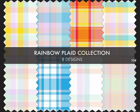 Rainbow Plaid Seamless Pattern Collection Stock Illustration