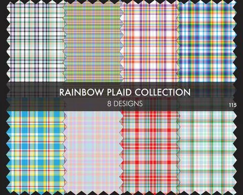 Rainbow Plaid Seamless Pattern Collection Stock Illustration
