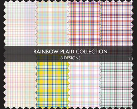 Rainbow Plaid Seamless Pattern Collection Stockillustratie