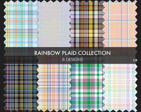Rainbow Plaid Seamless Pattern Collection Stock Illustration