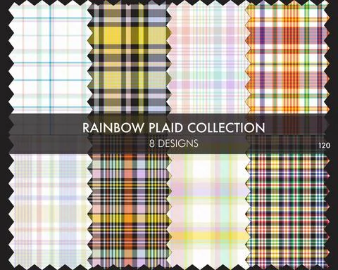 Rainbow Plaid Seamless Pattern Collection Stock Illustration