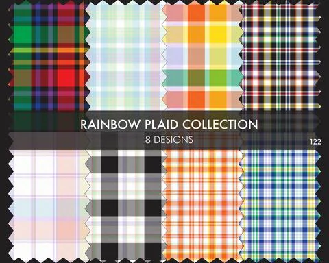 Rainbow Plaid Seamless Pattern Collection Stock Illustration
