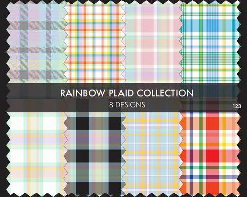 Rainbow Plaid Seamless Pattern Collection Stock Illustration