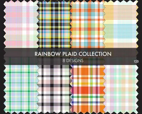 Rainbow Plaid Seamless Pattern Collection Stock Illustration