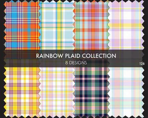 Rainbow Plaid Seamless Pattern Collection Stock Illustration