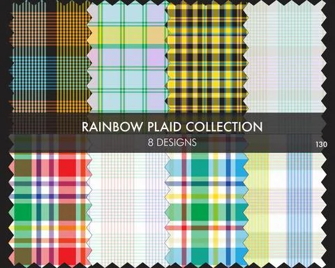 Rainbow Plaid Seamless Pattern Collection Stock Illustration