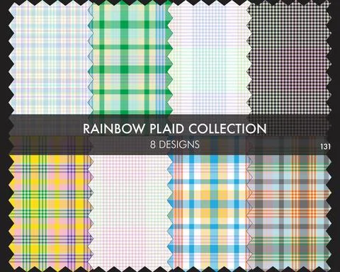 Rainbow Plaid Seamless Pattern Collection Stock Illustration