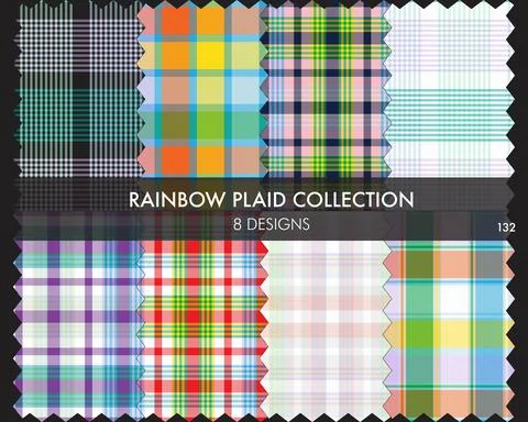 Rainbow Plaid Seamless Pattern Collection Stock Illustration