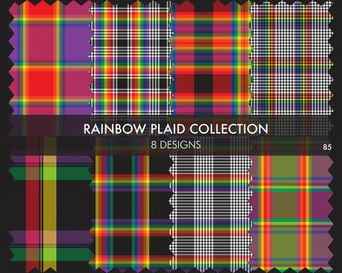 Rainbow Plaid Tartan Seamless Pattern Collection Illustrazione stock