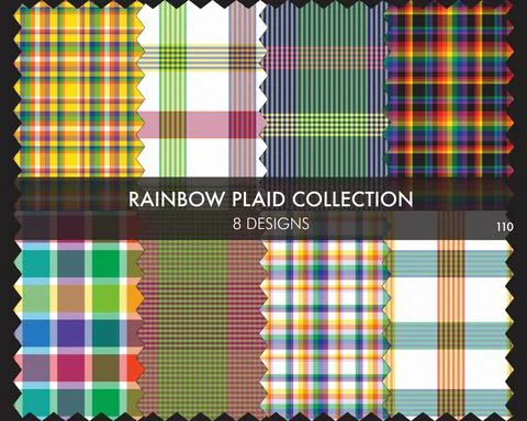 Rainbow Plaid Tartan Seamless Pattern Collection Stock Illustration