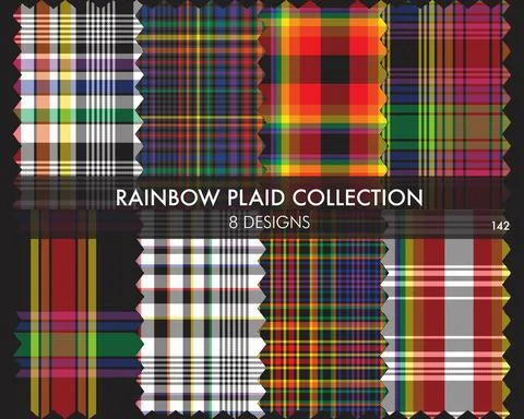 Rainbow Plaid Tartan Seamless Pattern Collection Illustrazione stock