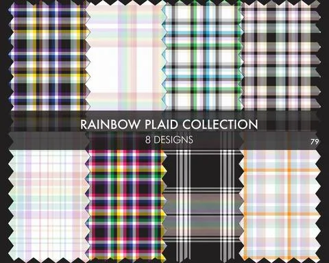 Rainbow Plaid textured Seamless Pattern Collection Stock Illustration