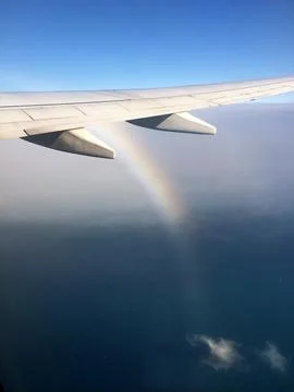 Rainbow From Plane Window Stock Photos