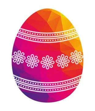 Rainbow polygonal easter egg - colorful ornament with white lining Stock Illustration