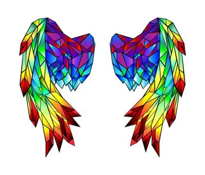 Rainbow polygonal folded wings Stock Illustration