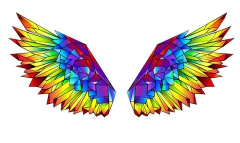 Rainbow polygonal wings Иллюстрация