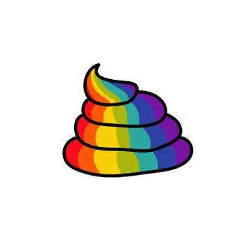 Rainbow poo doodle icon, vector illustration Stock Illustration